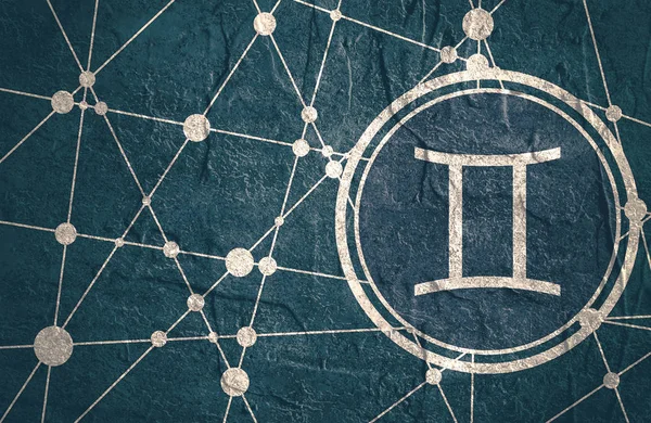 Zodiac symbol in circle on geometry backdrop