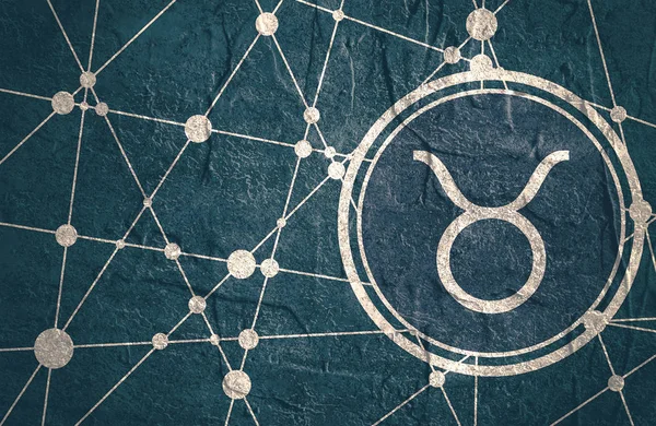 Zodiac symbol in circle on geometry backdrop