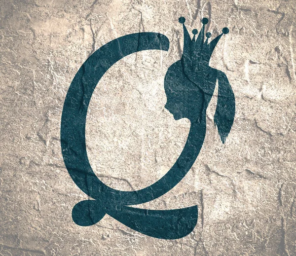 Vintage queen silhouette. Medieval queen profile — Stock Photo, Image