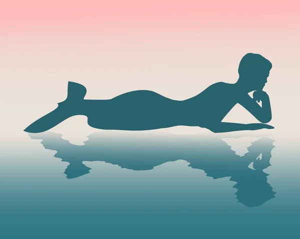 Vektor Silhouette der schönen Meerjungfrau — Stockvektor