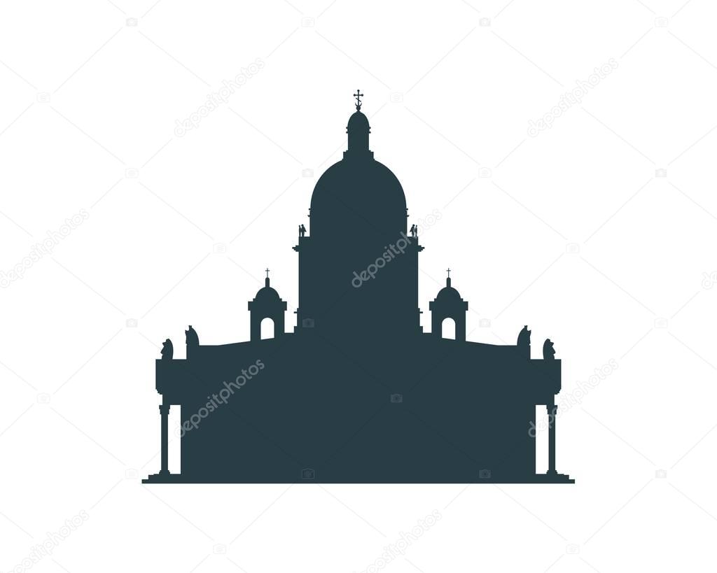 Silhouette of the Saint Isaacs Cathedral in Saint Petersburg Russia. Modern minimalist icon.