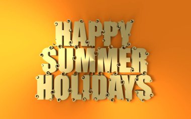 Mutlu yaz tatil metinle yazı illüstrasyon.