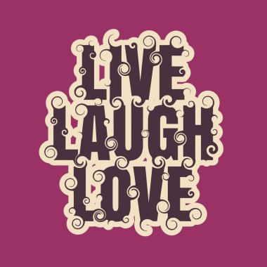 Vektör yazı çizim kelime ile yaşamak, gülmek, aşk