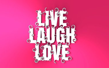 Gülmek aşk yaşamak metinle yazı illüstrasyon.