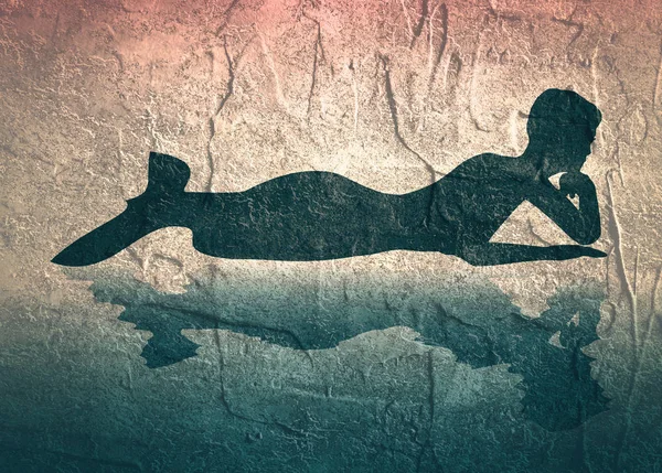 Silhouette der schönen Meerjungfrau — Stockfoto