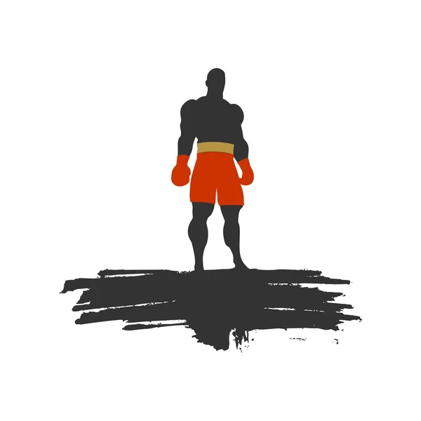 Boxer silhouet. Sportman poseren — Stockvector