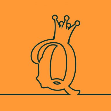 Vintage queen siluet. Ortaçağ Kraliçe profili