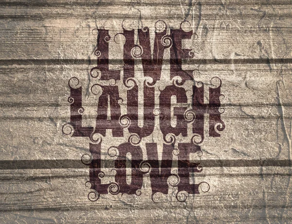 Yazı illüstrasyon kelime ile yaşamak, gülmek, aşk