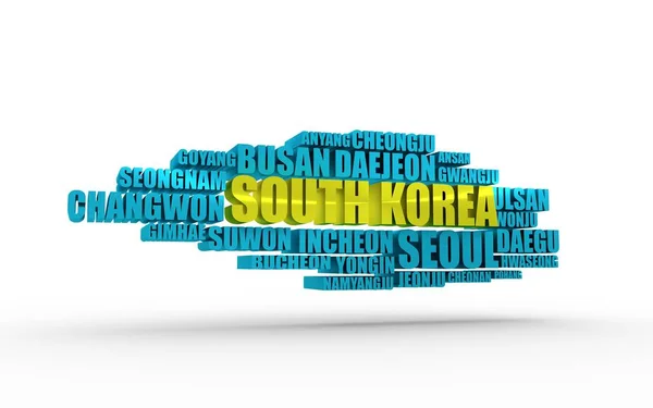 List of cities and towns of South Korea. — Stock Photo, Image