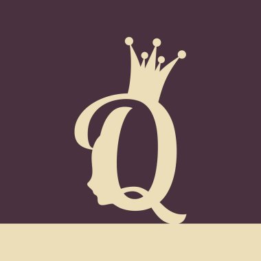 Vintage queen siluet. Ortaçağ Kraliçe profili