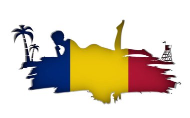 Genç bir kadın kumsalda güneşleniyor..