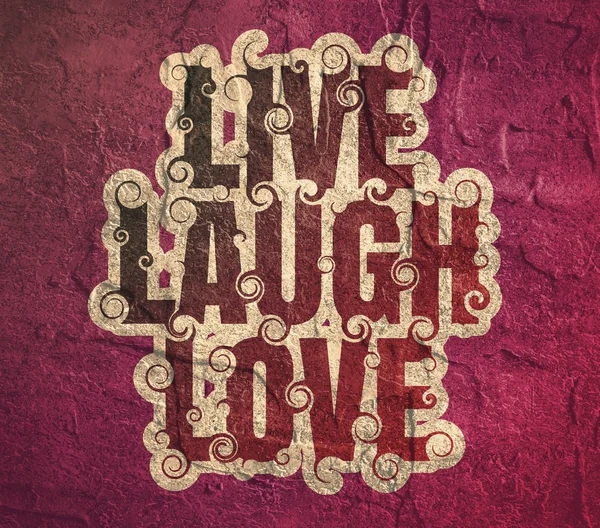 Yazı illüstrasyon kelime ile yaşamak, gülmek, aşk