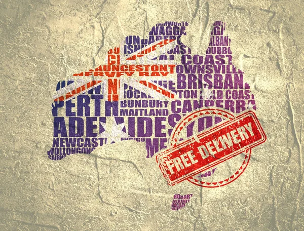 Avustralya Haritası. Ücretsiz teslimat damgası