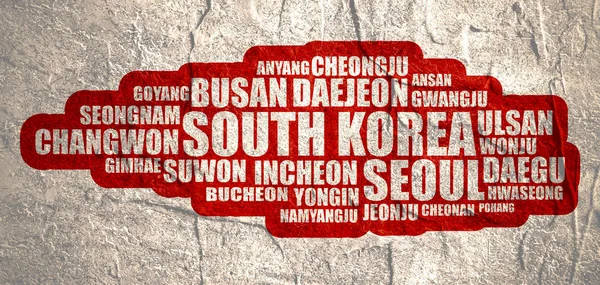 Lista delle città e città della Corea del Sud . — Foto Stock