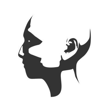 Bir kadın baş silüeti. Yüz yan görünüm.