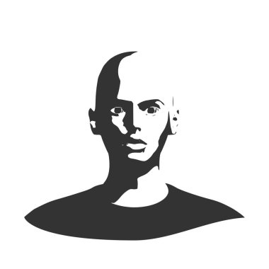 Bir kadın baş silüeti. Yüz Önden Görünüm.