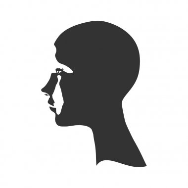 Bir kadın baş silüeti. Yüz yan görünüm.