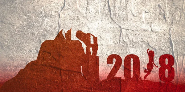 Siluet genç kadın 2018 yıl içinde atlama