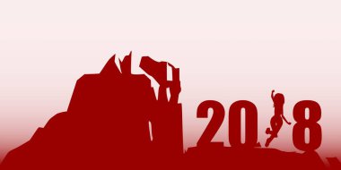 Siluet genç kadın 2018 yıl içinde atlama