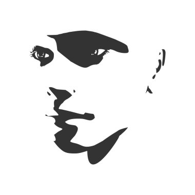 Kadın kafasının silueti. Yüzünü yarım döndür.