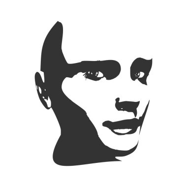 Kadın kafasının silueti. Yüzünü yarım döndür.