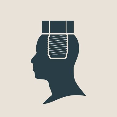 Kafasında vida olan bir adamın silueti.