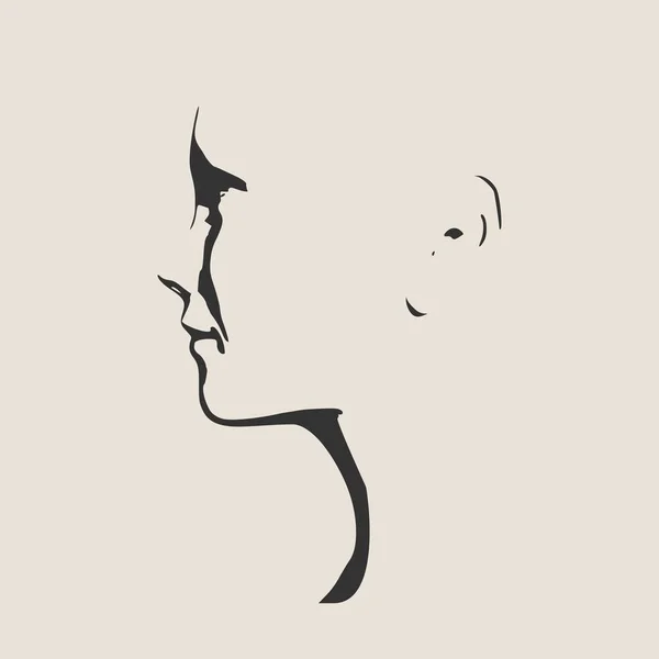 Силуэт женской головы. Вид сбоку . — стоковый вектор