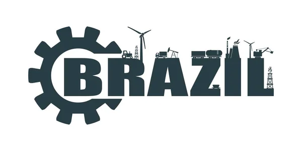 Iconos de energía y energía. Palabra de Brasil — Vector de stock