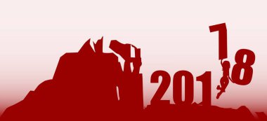 Siluet genç kadın 2018 yıl içinde atlama