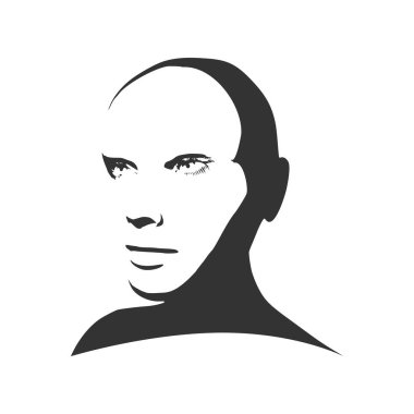 Kadın kafasının silueti. Yüzünü yarım döndür.
