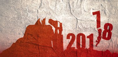 Siluet genç kadın 2018 yıl içinde atlama