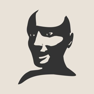 Kadın kafasının silueti. Yüzünü yarım döndür.