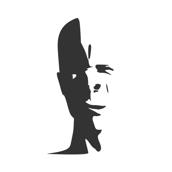 Smirking face silhouette — Stock Vector