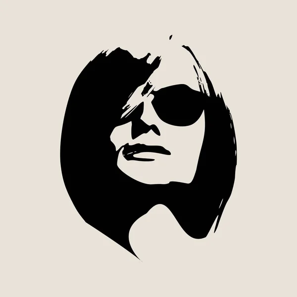 Porträt einer schönen Frau mit schwarzer Sonnenbrille. — Stockvektor