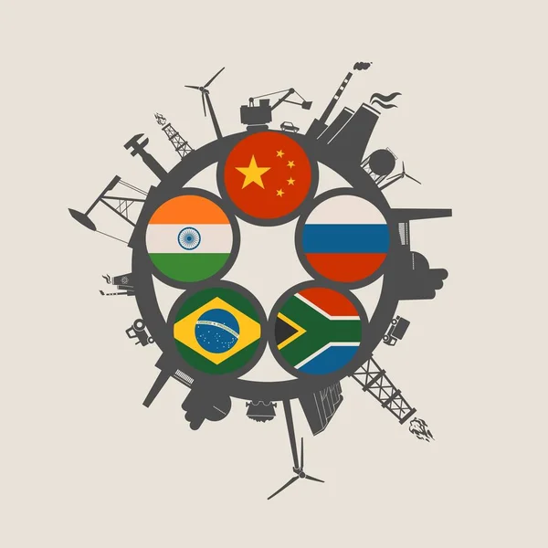 Banderas nacionales de los miembros del sindicato BRICS — Vector de stock