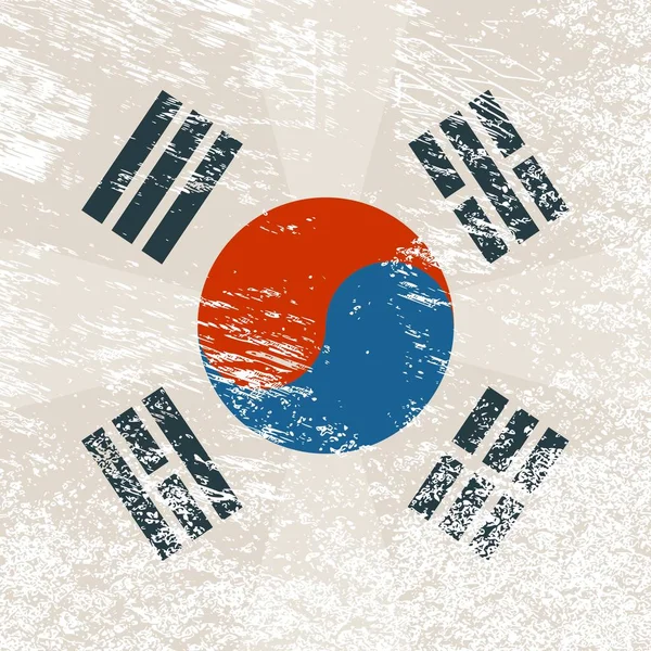 Jižní Korea grunge vlajka s drobné škrábance — Stockový vektor