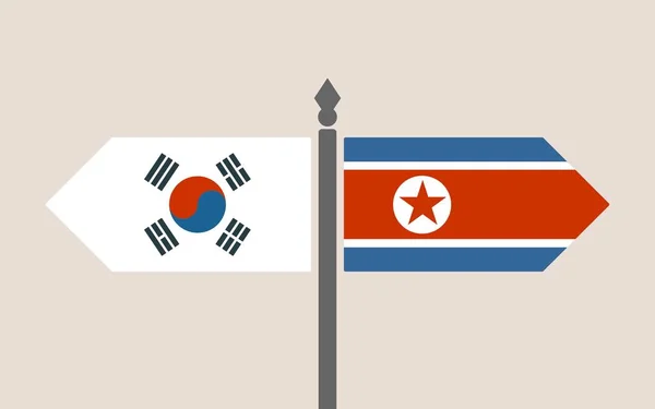 Relationer mellan Sydkorea och Nordkorea. — Stock vektor