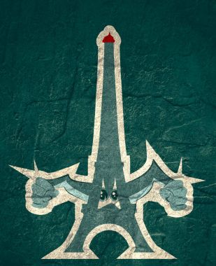 Agresif karakter olarak Eyfel Kulesi.