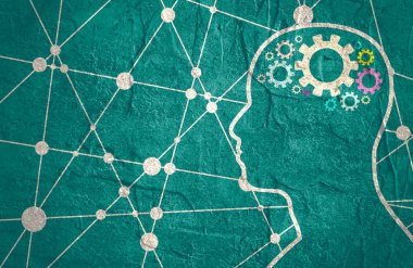 Silueti bir kafa dişli ile mans.