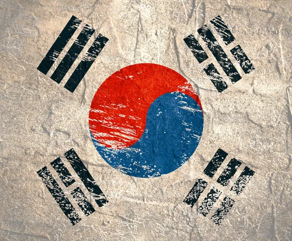 Великолепный флаг Южной Кореи с маленькими царапинами — стоковое фото