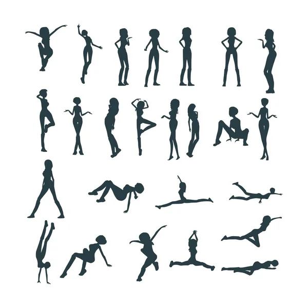 Ensemble de silhouettes de femmes sexy — Image vectorielle