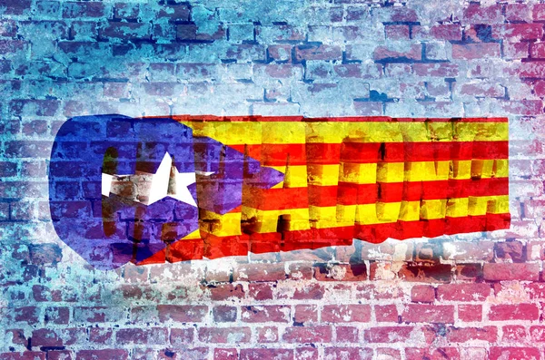Catalogne mot texturé par drapeau de la Catalogne — Photo