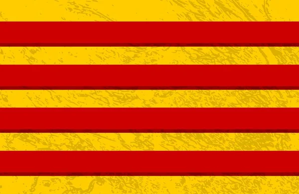 Catalonia grunge texturerat flagga . — Stock vektor