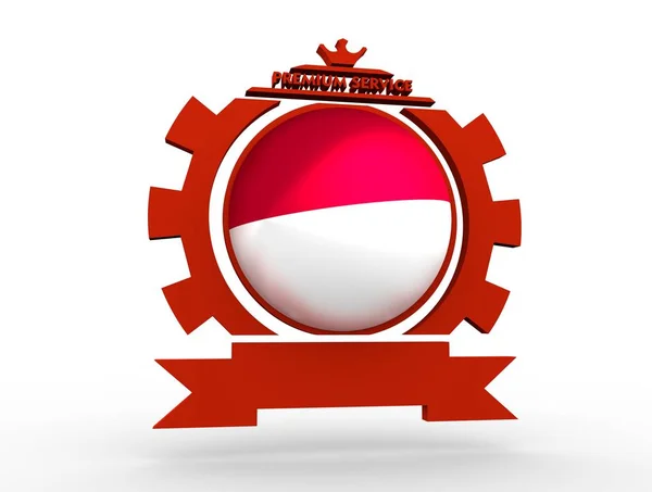 Эмблема в форме колеса с флагом — стоковое фото