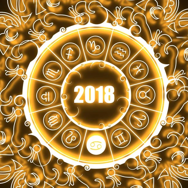 Astroloji sembolleri bir dairede. Yengeç işareti