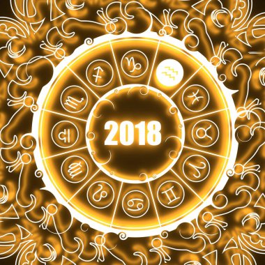 Astroloji sembolleri bir dairede. Su taşıyıcısı işareti