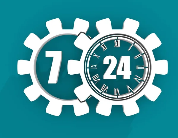 Símbolo de la insignia de tiempo 7 y 24 — Foto de Stock