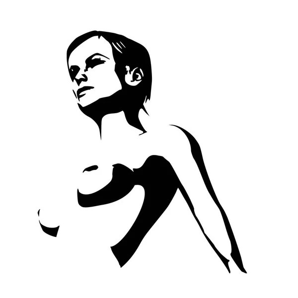 Bosquejo de mujer joven desnuda — Vector de stock