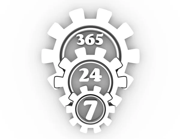 Símbolo de la insignia de tiempo 7 y 24 —  Fotos de Stock