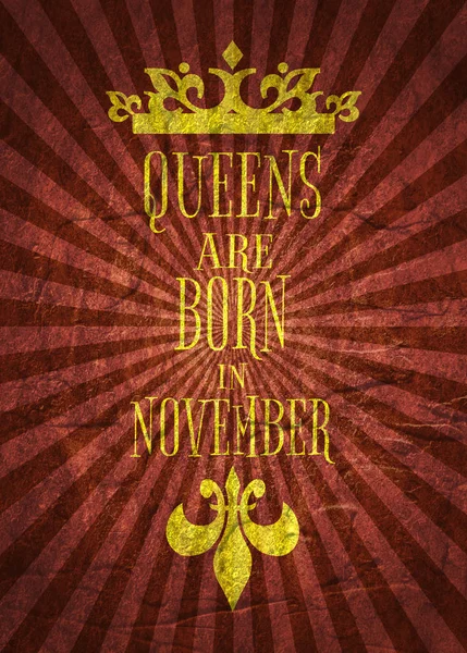 Vintage queens crown silhouette and sentence
